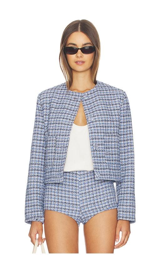 milkwhite tweed jacket in baby blue. - size l (also in xs, s, m)