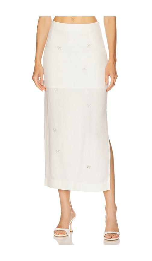 milkwhite x revolve midi skirt with mini strass bows in white. - size l (also in xs, m)
