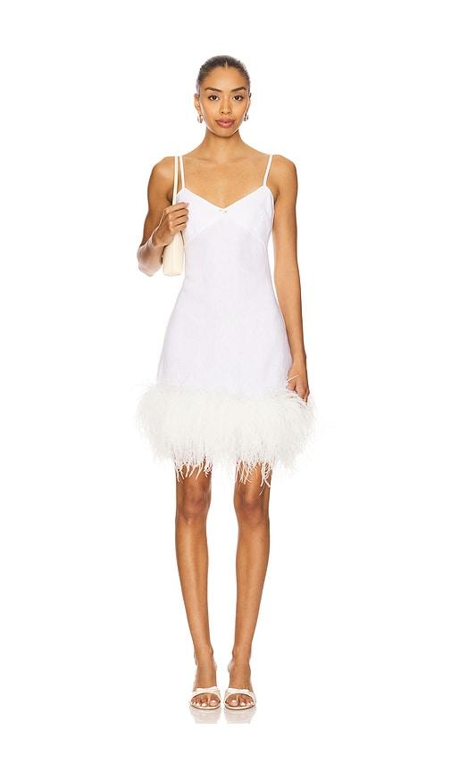 milkwhite x revolve mini dress with feathers in white. - size m (also in s, xs)