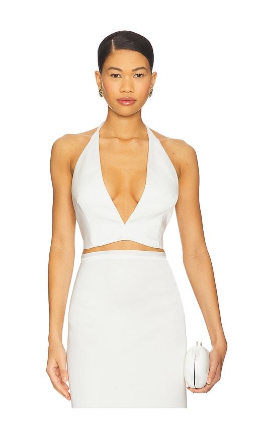 milkwhite x revolve top with v neckline in white. - size l (also in s, xs)