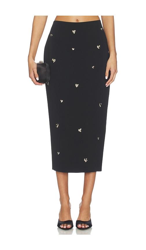 milly heart applique maxi skirt in black. - size 4 (also in 6)