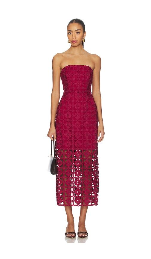milly katie tile lace dress in burgundy. - size 0 (also in 4, 8, 10, 12)