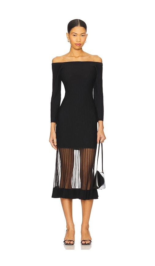 milly ots sheer knit midi dress in black. - size p (also in s)