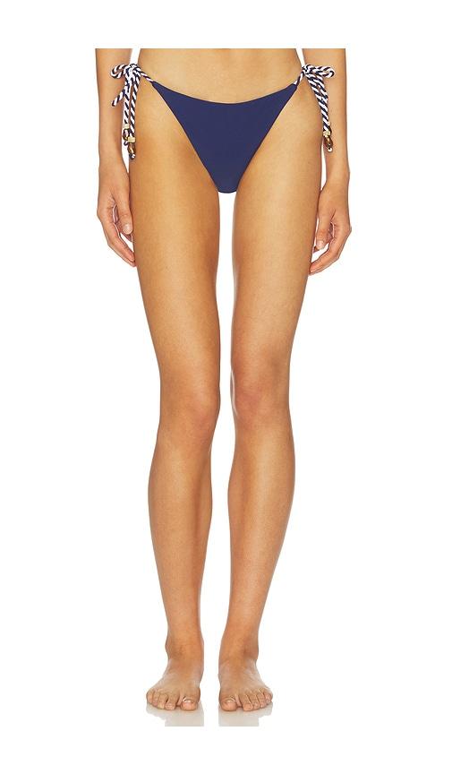 milly two tone rope bikini bottom in navy. - size l (also in xs, s)