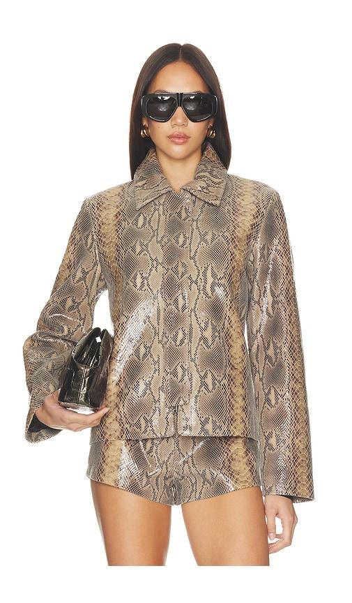 mimchik blouson leather jacket in brown. - size l (also in s, xs, m)