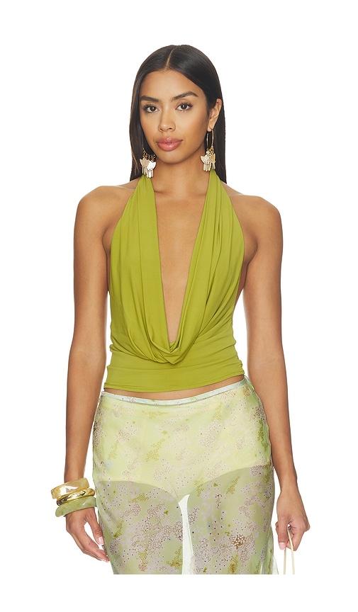 mimchik nico halter top in olive. - size 0 (also in 4, 2)