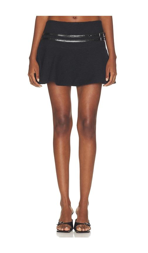 mimchik sophie double belt mini skirt in black. - size 0 (also in 4, 2, 6)