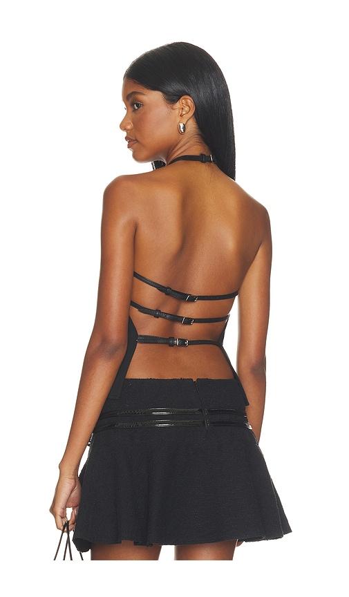 mimchik triple belt halter top in black. - size 0 (also in 2, 4, 6)
