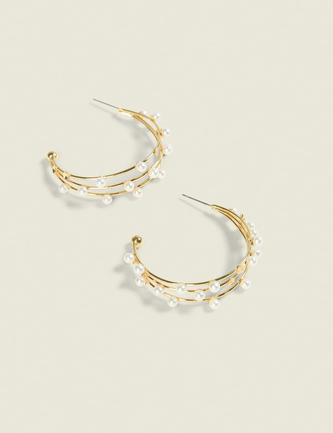 mini pearlized layered hoop earrings