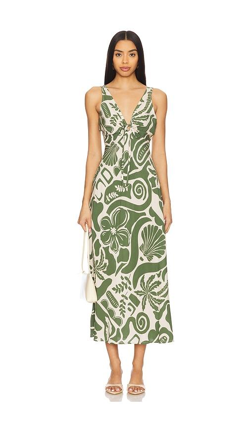 minkpink amos keyhole midi dress in green. - size l (also in xs)
