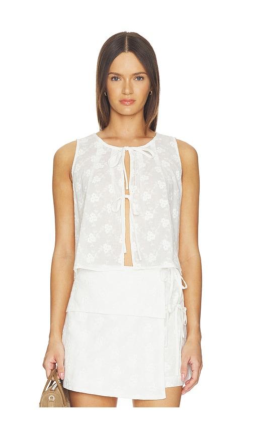 minkpink anisa embriodered top in white. - size l (also in m, s, xl, xs)