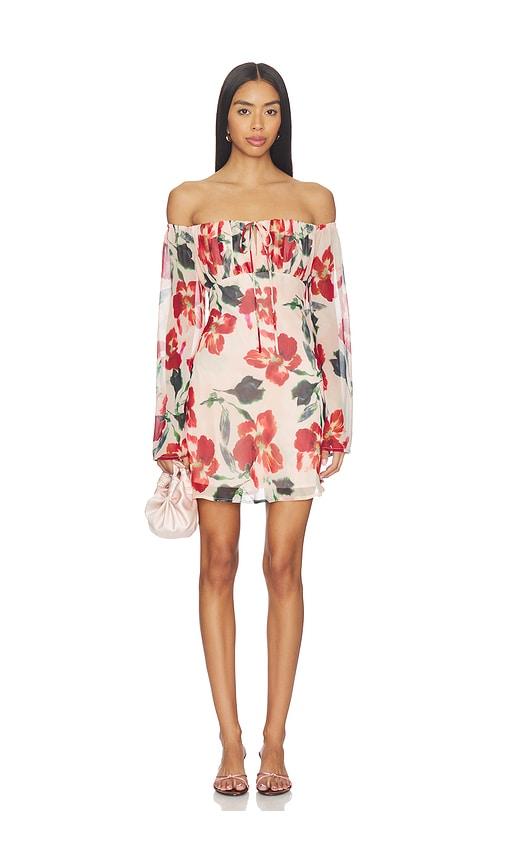 minkpink arabella off shoulder dress in blush. - size l (also in m, s, xs)