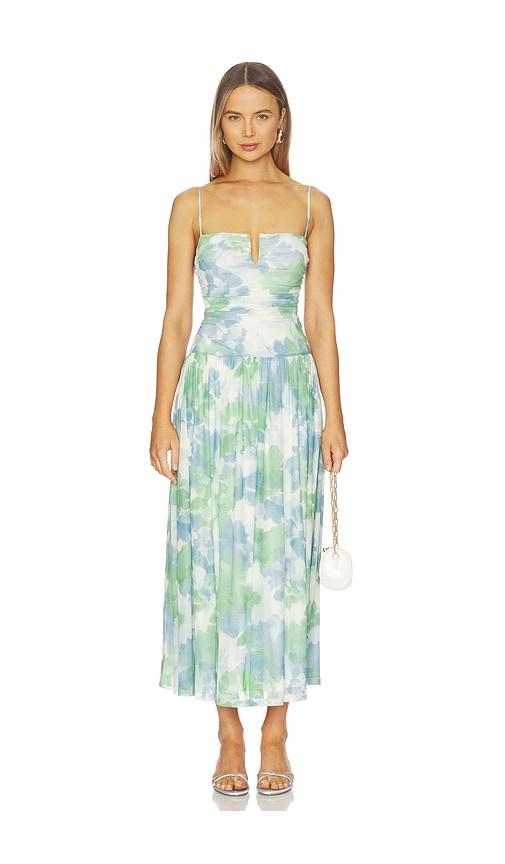 minkpink carrie mesh maxi dress in green, blue. - size s (also in xs)
