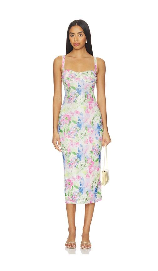 minkpink celina mesh midi dress in white,pink. - size s (also in xl, xs)