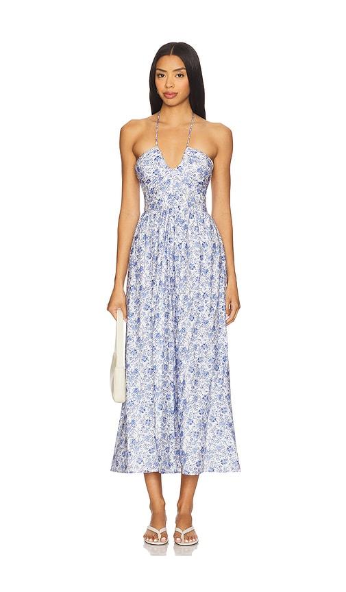 minkpink evelyn halter midi dress in blue. - size l (also in m)