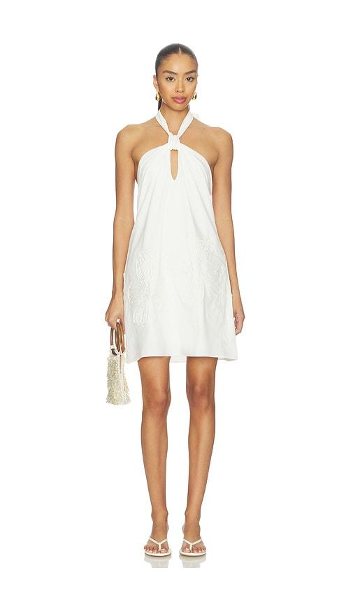 minkpink gaia embroidered mini dress in white. - size m (also in xl, xs)