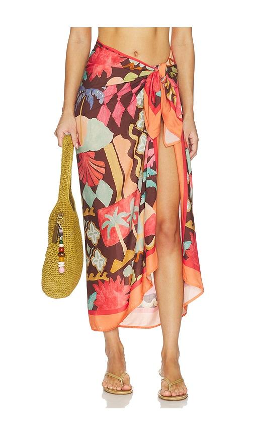 minkpink isola sarong in orange,brown.