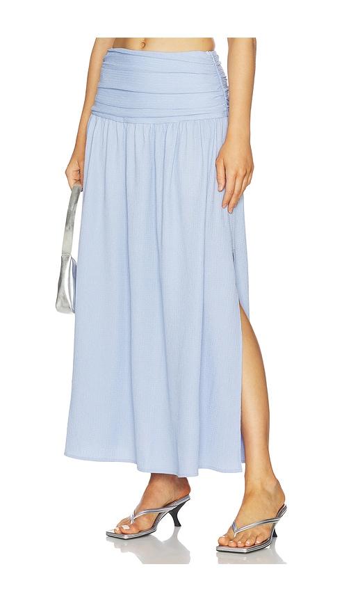 minkpink luna yoke detail maxi skirt in baby blue. - size l (also in s, xs, m, xl)