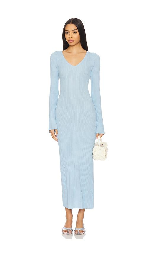 minkpink odessa knit midi dress in baby blue. - size l (also in xs, s, m, xl)