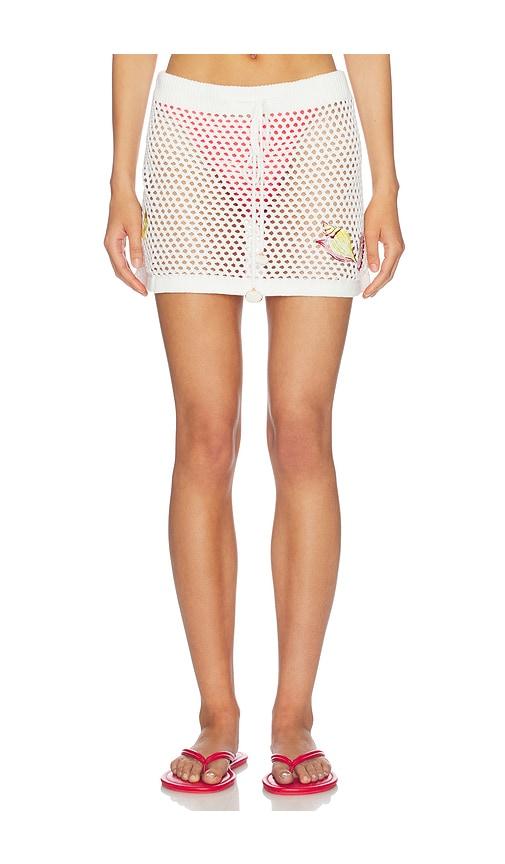 minkpink soleia crochet mini skirt in white. - size l (also in xs, s, m)