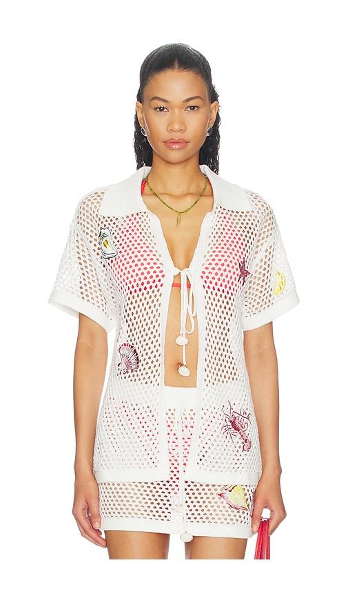 minkpink soleia crochet top in white. - size l (also in m, s, xs)