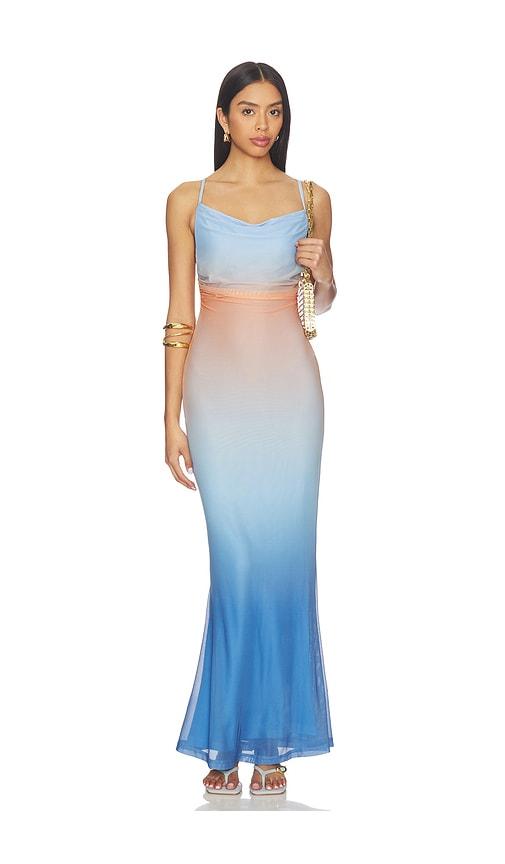 minkpink solstice ombre mesh maxi dress in blue. - size l (also in m, s)