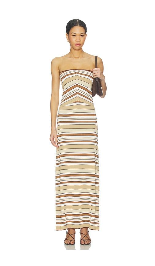 minkpink vela strapless knit midi dress in beige. - size l (also in s, xs, m, xl)