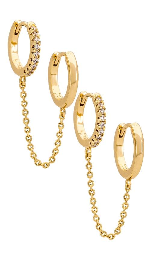miranda frye elliot double hoop in metallic gold.