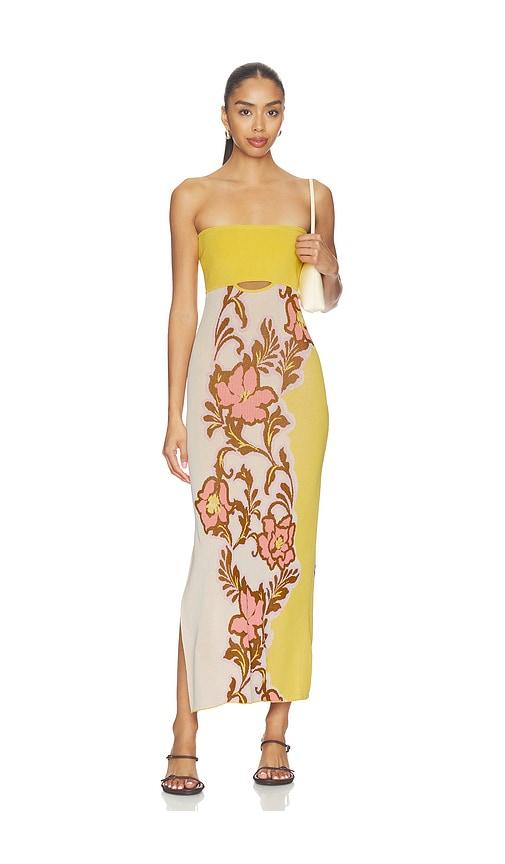 misa los angeles fletcher dress in mustard. - size l (also in xs, s, m, xl)