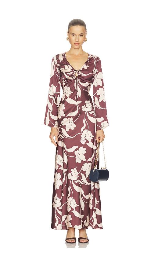 misa los angeles karla dress in chocolate. - size l (also in xxs, xs, s)