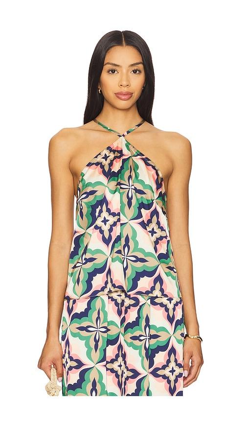 misa los angeles lina top in green,pink. - size l (also in s, m)