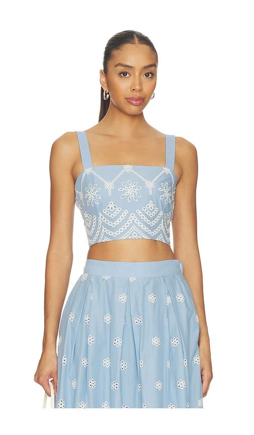 misa los angeles lois top in baby blue. - size l (also in m, xl, xs)