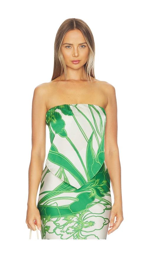 misa los angeles mae top in green,white. - size l (also in xs, xxs, s, m, xl)
