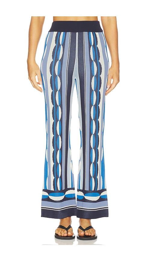 misa los angeles marla pant in bluegeo stripe knit in blue. - size l (also in xxs, xs, s, m)