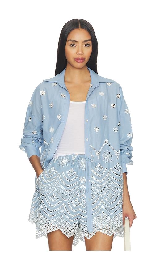 misa los angeles nalin top in baby blue. - size l (also in xs, s, m)