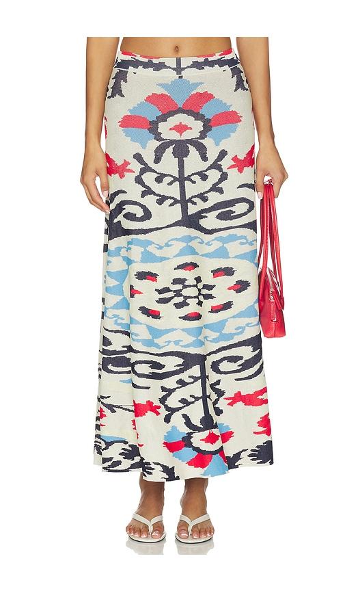 misa los angeles ocean midi skirt in cream. - size l (also in xs, xxs, s, m, xl)