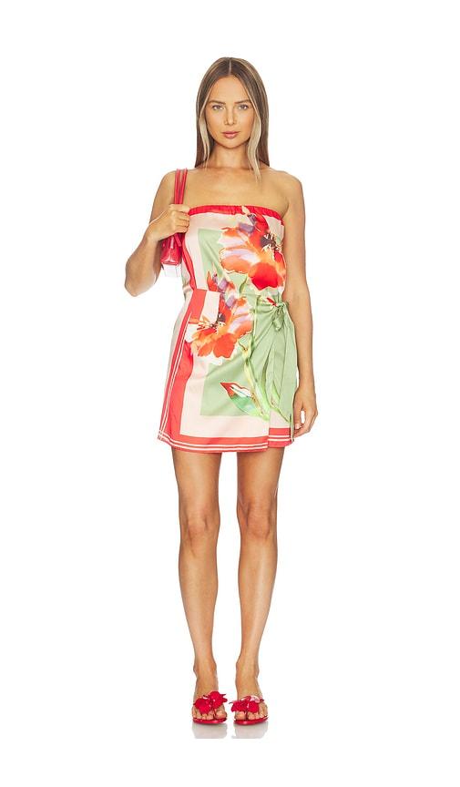 misa los angeles priya dress in red,green. - size l (also in xs, s, m, xl)