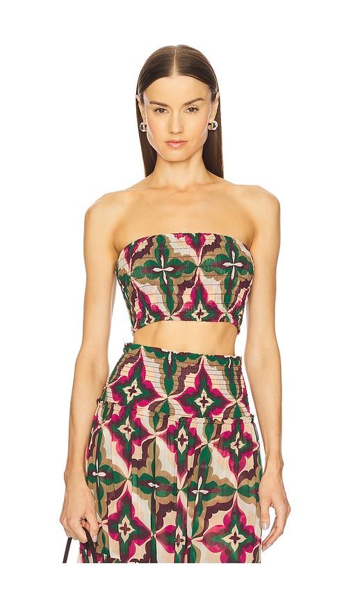 misa los angeles roksana bandeau in green,brown. - size s (also in xxs)