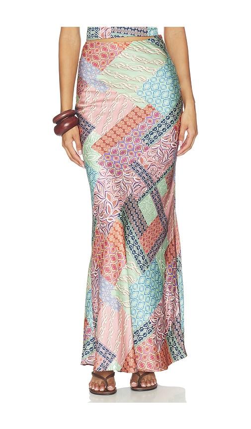 misa los angeles sienna skirt in mauve, blue. - size l (also in xxs, s, m, xl)