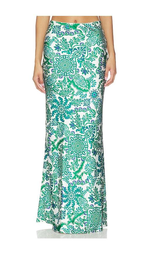 misa los angeles sierra skirt in white,green. - size s (also in xs)
