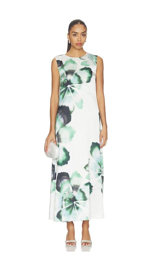 misa los angeles sylvie dress in white,green. - size l (also in xs, s, m, xl)