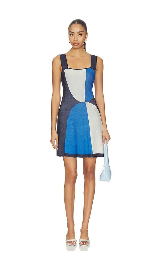 misa los angeles vivi dress in blue,light grey. - size l (also in xs, s, m, xl)