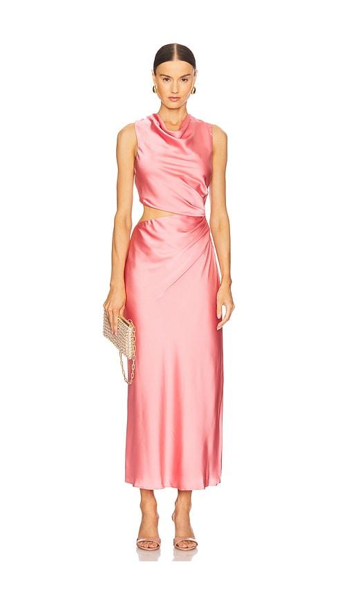 misha amadeus midi dress in pink. - size l (also in m, s)