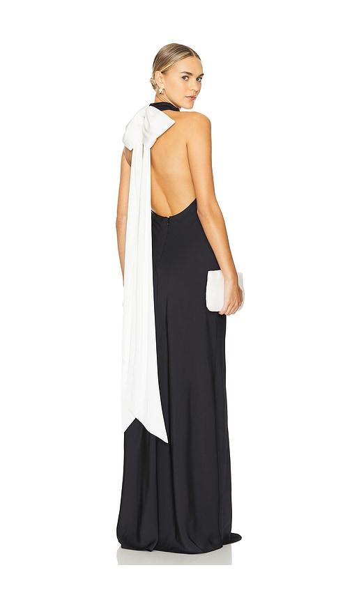 misha evianna satin gown in black. - size s (also in xs)