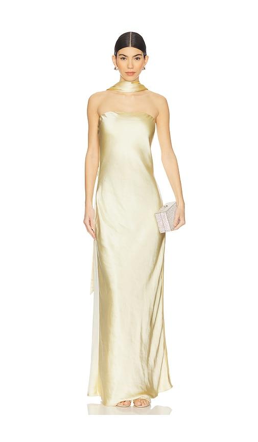 misha lilia gown in lemon. - size l (also in m, s)