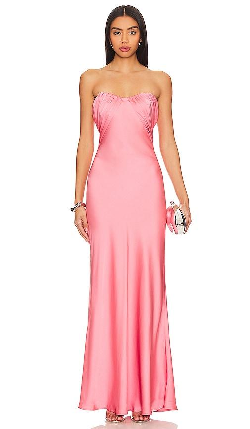 misha livia maxi dress in pink. - size l (also in m)