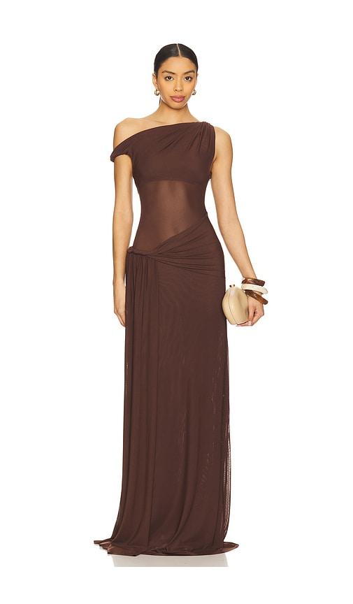 misha sisal maxi dress in chocolate. - size m (also in s)