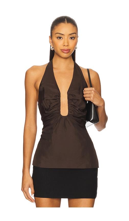 misha the alusia silk top in chocolate. - size m (also in xs)