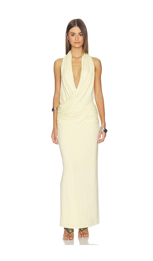 misha the cabana cupro dress in lemon. - size m (also in s)