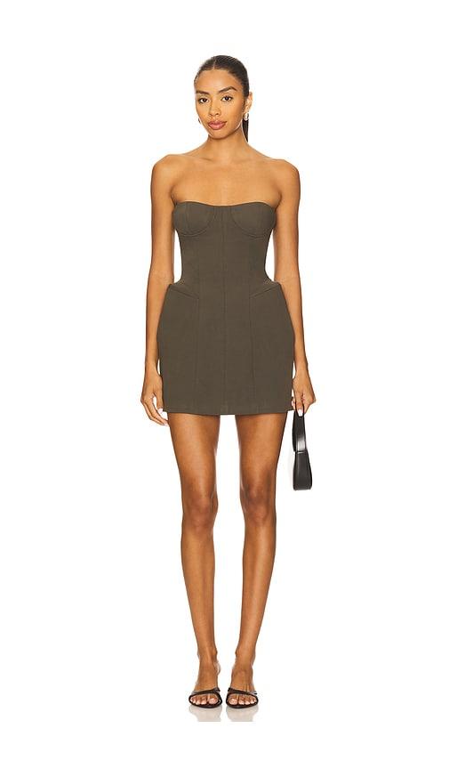 misha the delta mini dress in dark green. - size l (also in m)